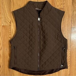 Pikeur Brown Quilted‎ Equestrian Full Zip Riding Vest Womens 16 horse
